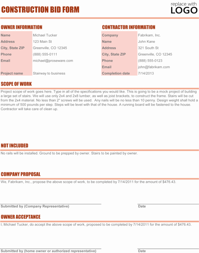 Construction Proposal Template Free Best Of Construction Proposal Template