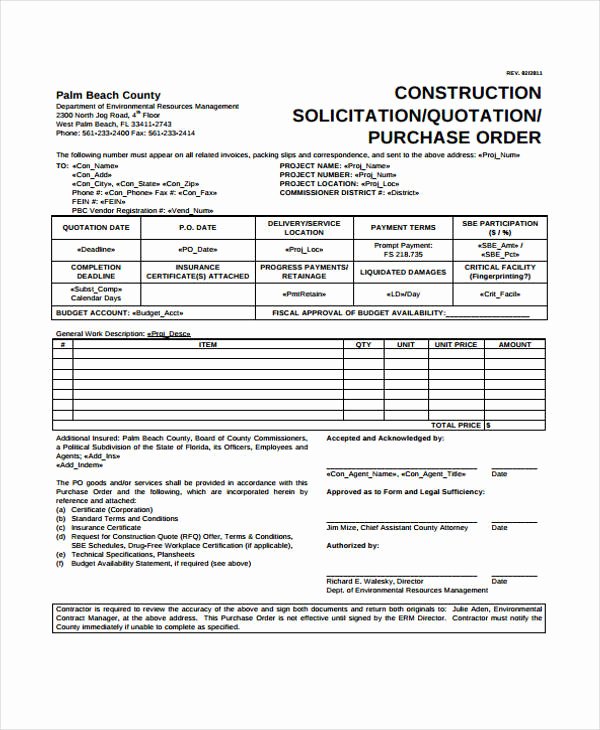 Construction Purchase order Template Beautiful 17 Quotation formats Pdf Doc