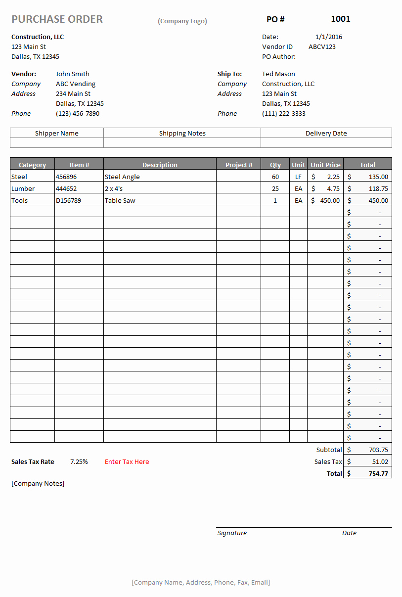 Construction Purchase order Template Elegant Construction Schedule Templates &amp; form Templates for Excel