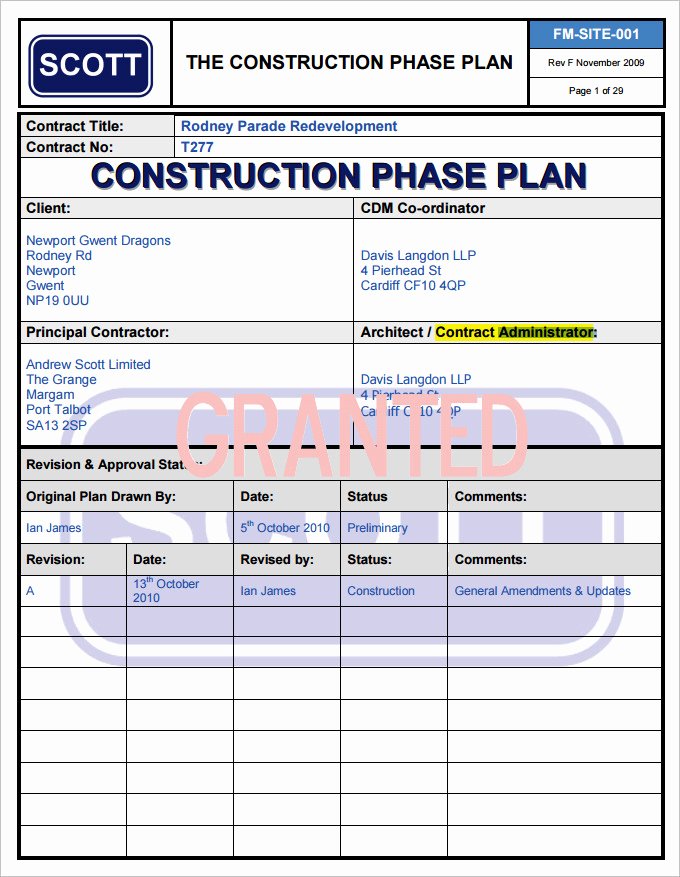 Construction Safety Plan Template Inspirational 7 Construction Phase Plan Template Doc Pdf