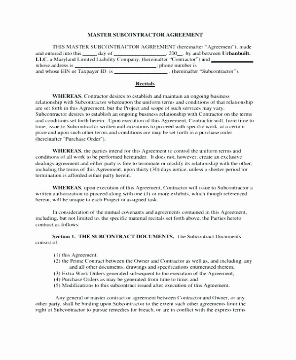 Construction Subcontractor Agreement Template Best Of 85 Best Agreement Between Contractor and Subcontractor