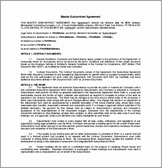Construction Subcontractor Agreement Template Fresh 12 Subcontractor Information form Template Troau