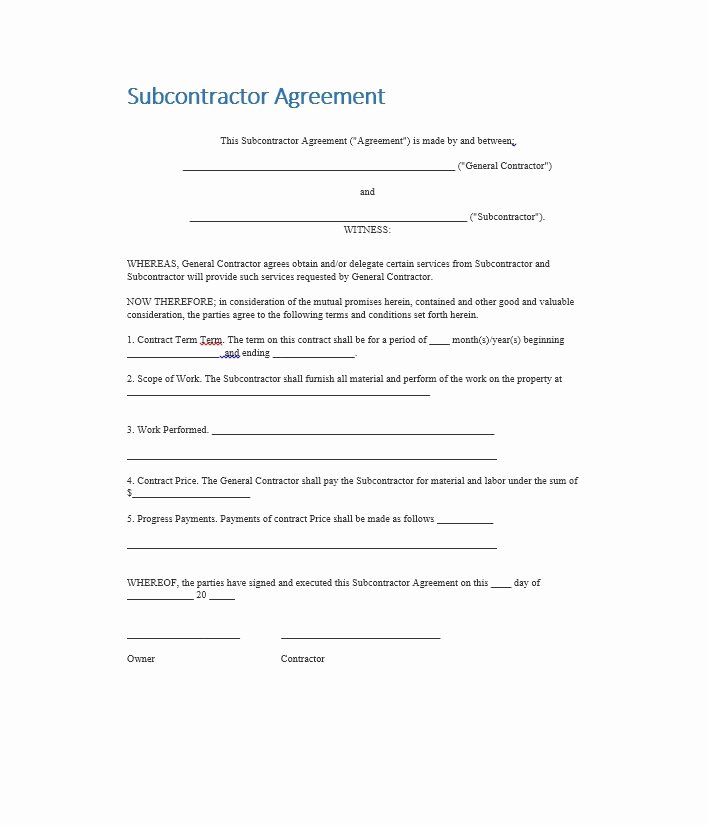 Construction Subcontractor Agreement Template Unique Need A Subcontractor Agreement 39 Free Templates Here