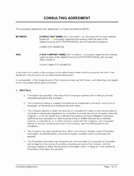 Consulting Agreement Template Short New 12 Simple Consulting Contract Template Twiiw