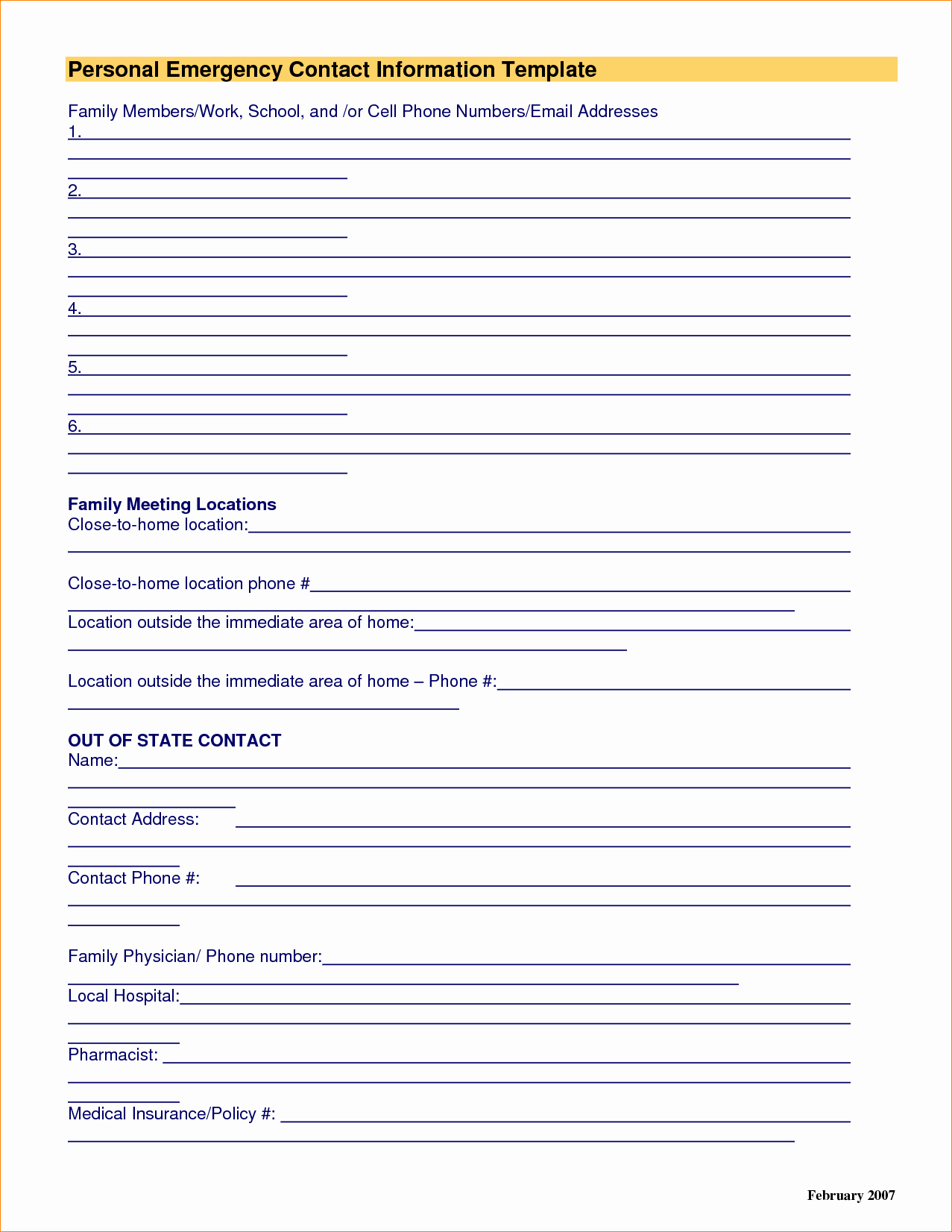 Contact Information form Template Luxury Personal Information Template Portablegasgrillweber