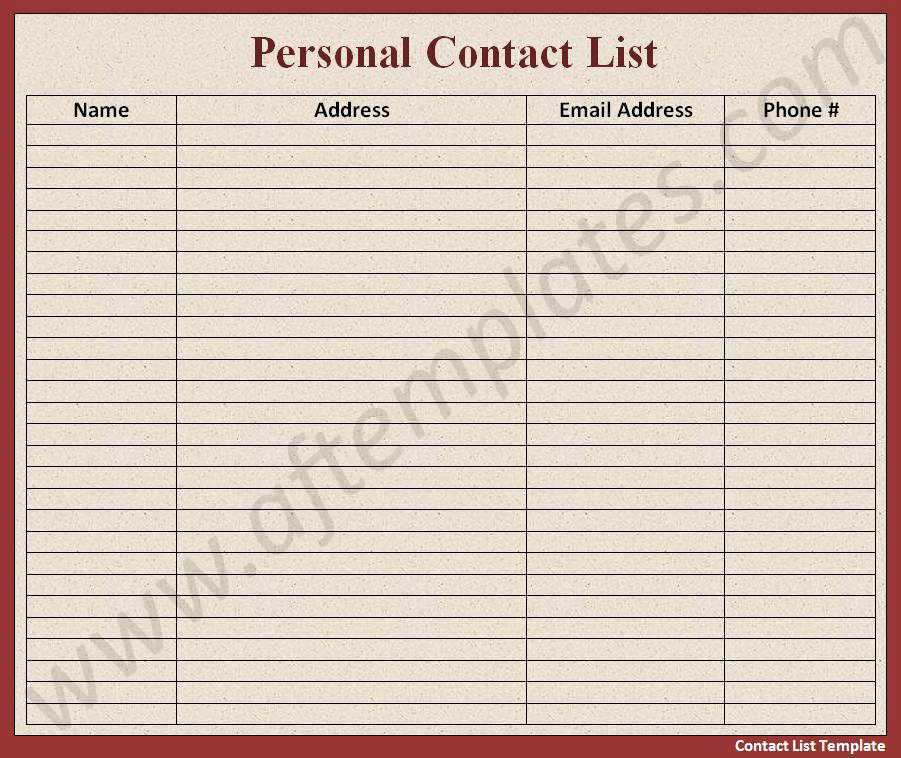 Contact List Excel Template Awesome 9 Best Of Work Phone Contact List Printable