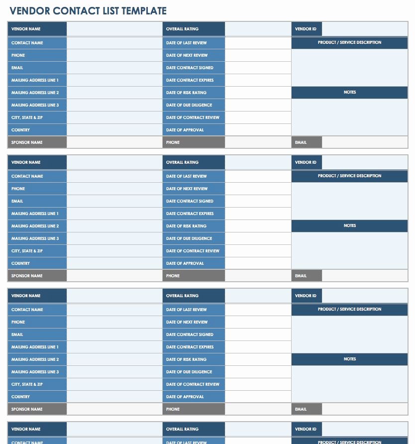 Contact List Excel Template New 13 Free Vendor Templates