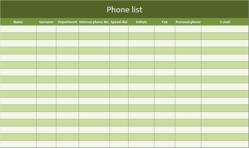 Contact List Template Excel Lovely Phone List as Excel Template – Free Of Charge