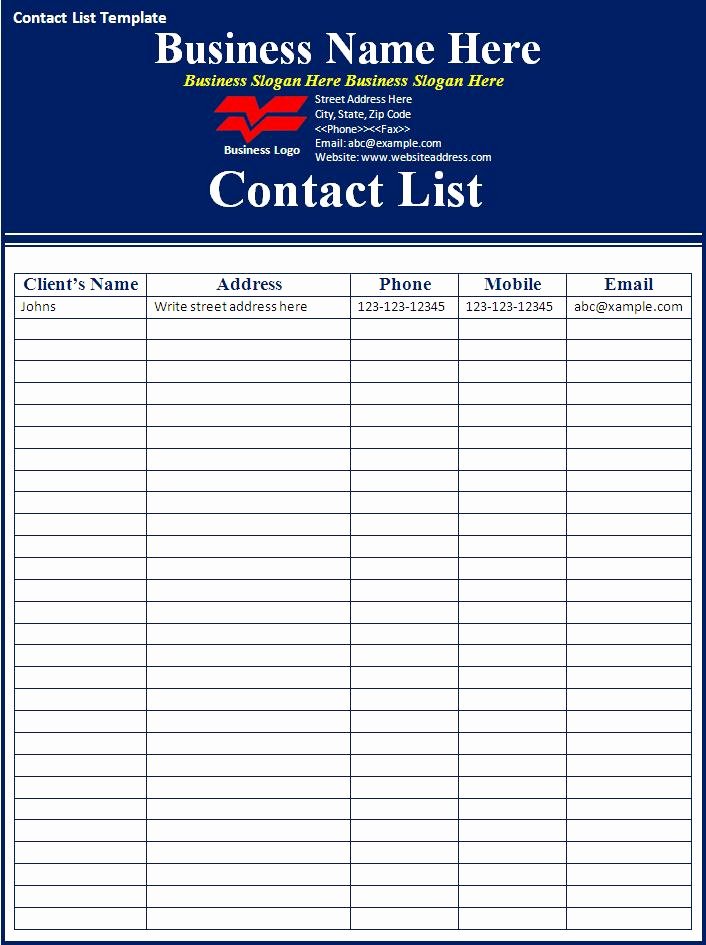 Contact List Template Excel Luxury Best S Of Microsoft Fice Phone Directory Templates