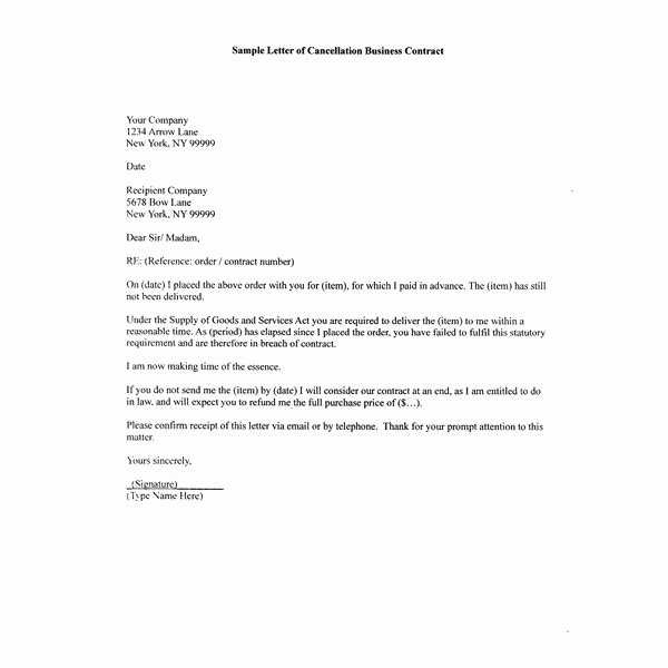 Contract Termination Letter Template Unique How to Write A Sample Letter Of Cancellation Business Contract