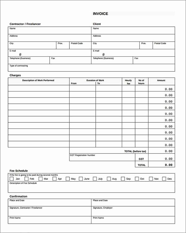 Contractor Invoice Template Excel Awesome 9 Contractor Invoice Templates Word Excel Pdf formats
