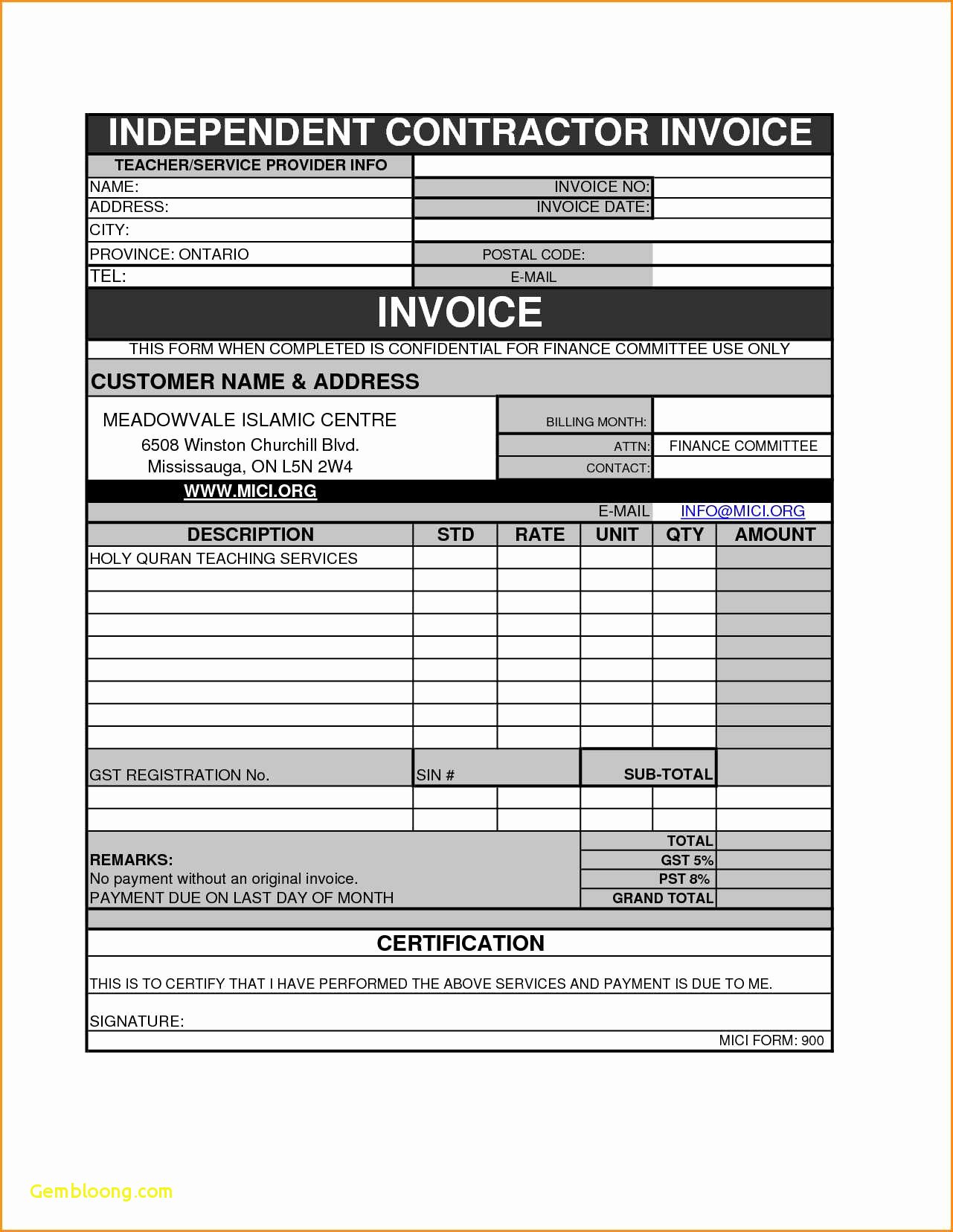 Contractor Invoice Template Excel Awesome Inspirational Construction Invoice format