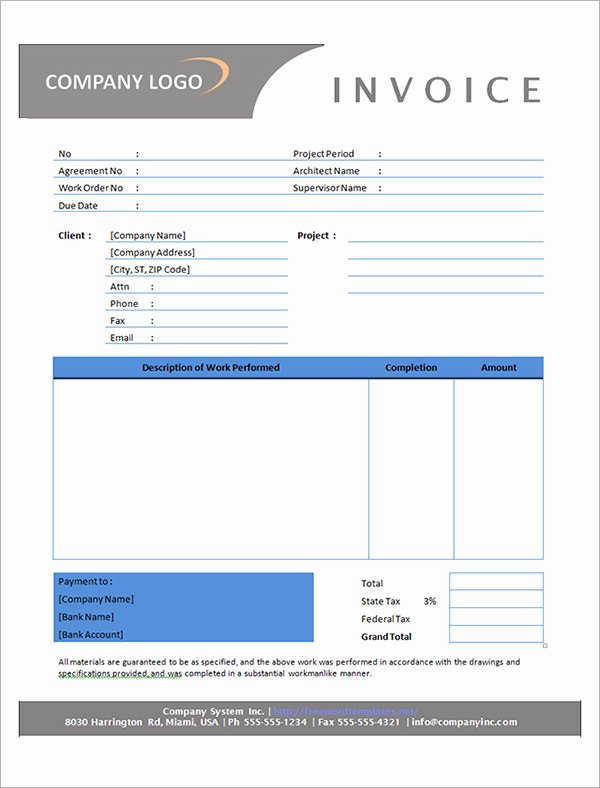 Contractor Invoice Template Excel Lovely Sample Contractor Invoice Templates 14 Free Documents