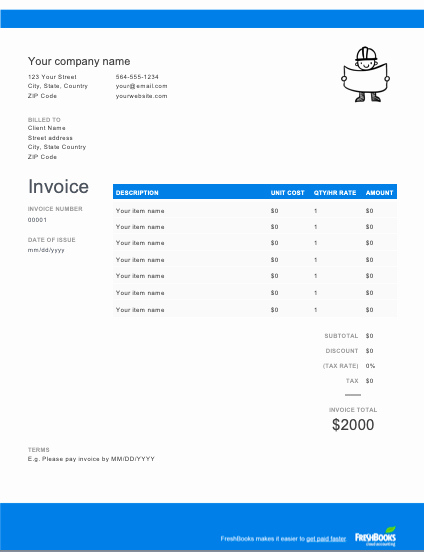 Contractor Invoice Template Free Awesome Free Contractor Invoice Template Download now