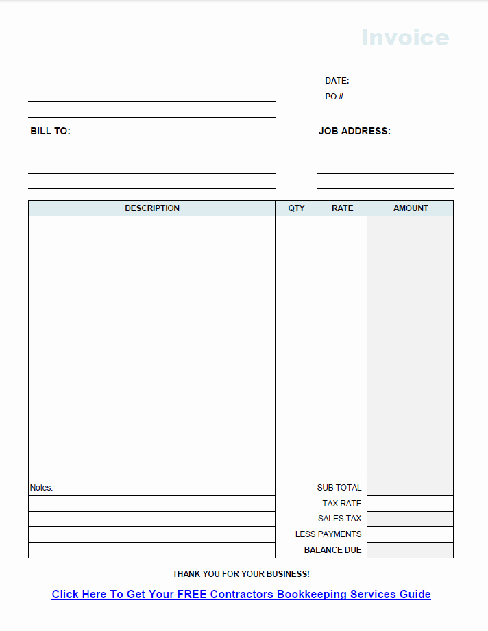 Contractor Invoice Template Free Beautiful Free Contractor Invoice Template Excel