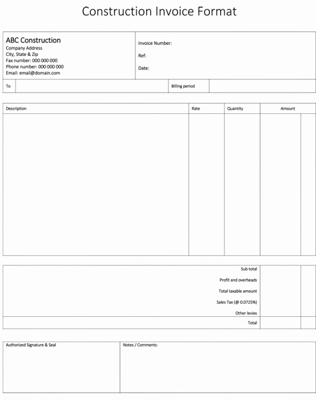 Contractor Invoice Template Free Inspirational Construction Invoice Template
