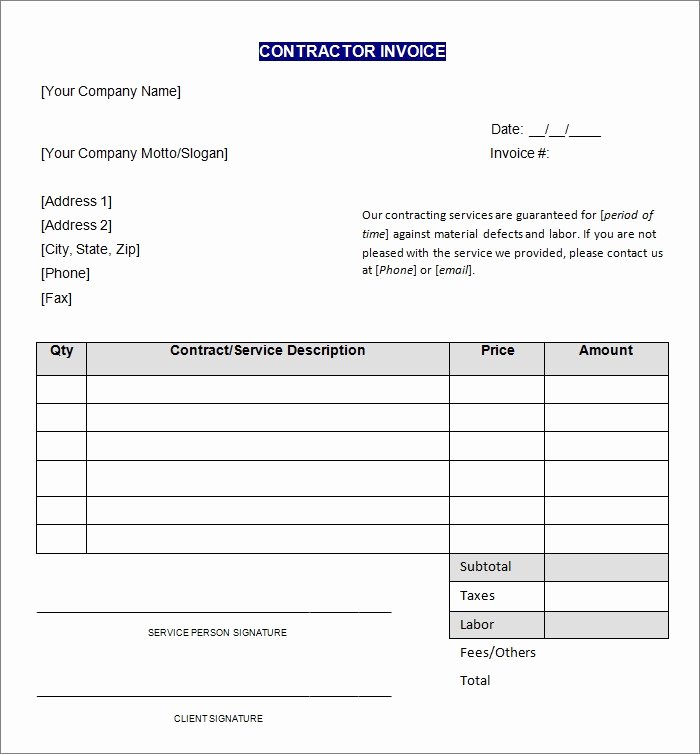 Contractor Invoice Template Free Luxury Free Invoice Template Invoice Templates