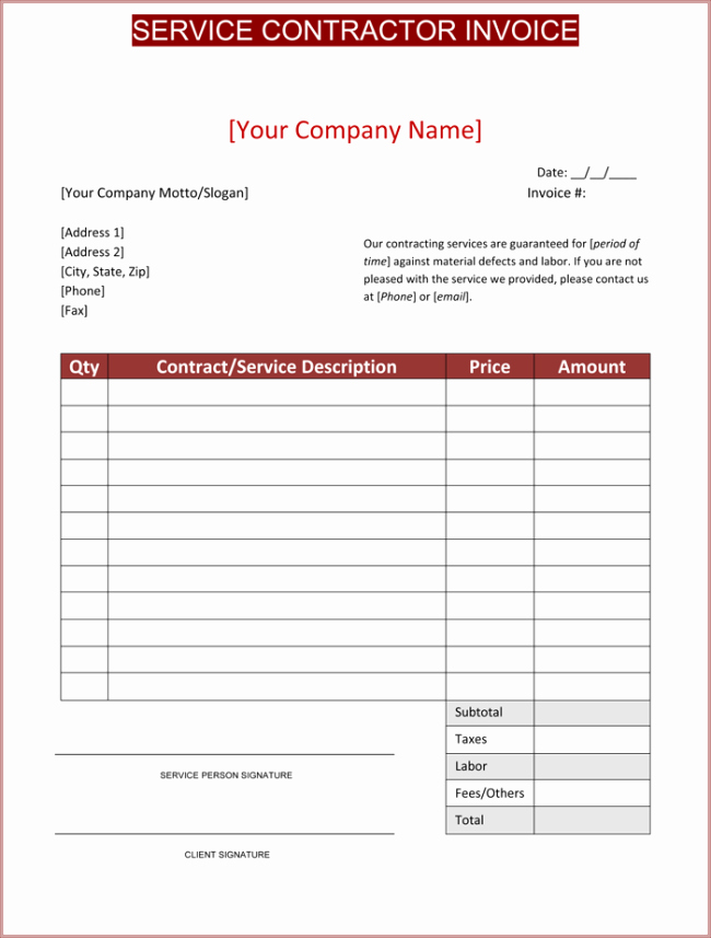 Contractor Invoice Template Word Fresh Consultant Invoice Template Doc