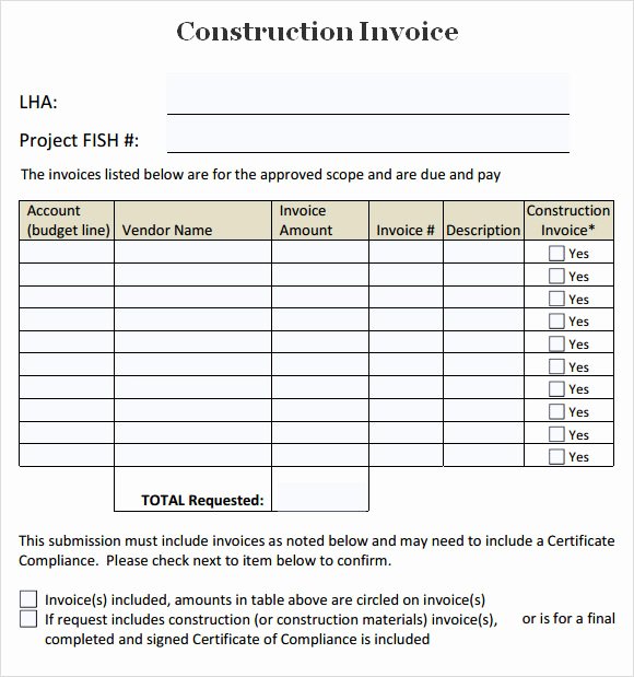 Contractor Invoice Template Word Inspirational Construction Invoice Template 7 Free Download for Word Pdf