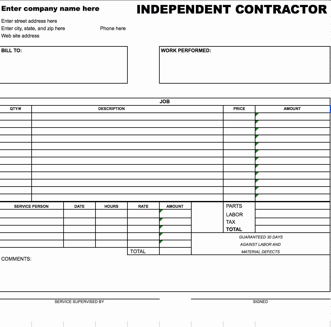 Contractor Invoice Template Word Inspirational Contractor Invoice Template Excel