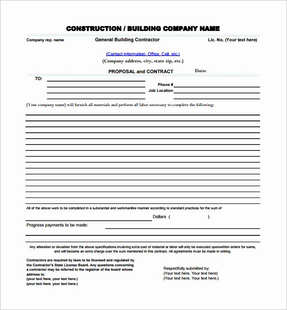 Contractor Proposal Template Word New Construction Proposal Templates 19 Free Word Excel