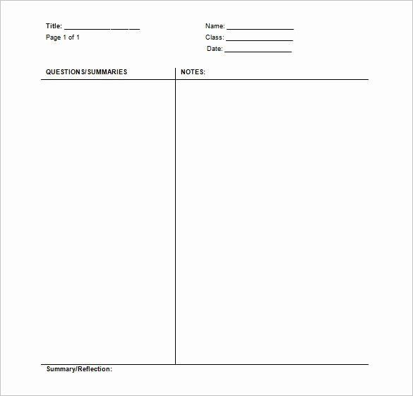 Cornell Note Template Word Awesome Cornell Notes Template 51 Free Word Pdf format