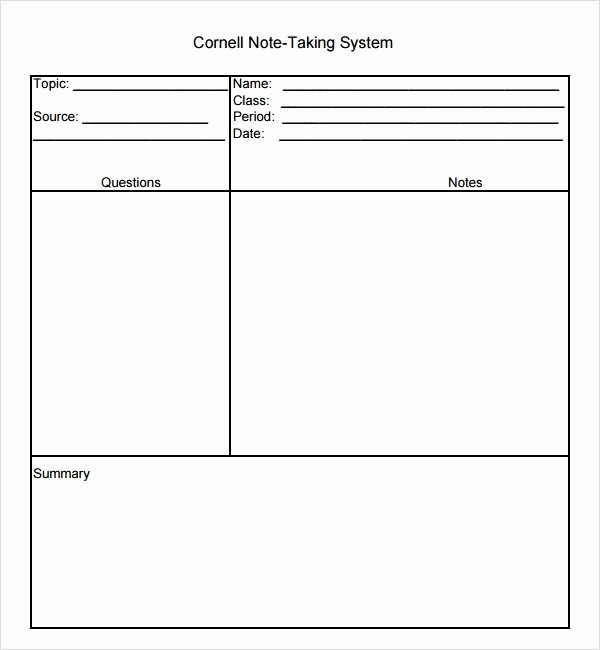 Cornell Note Template Word Beautiful 16 Sample Editable Cornell Note Templates to Download