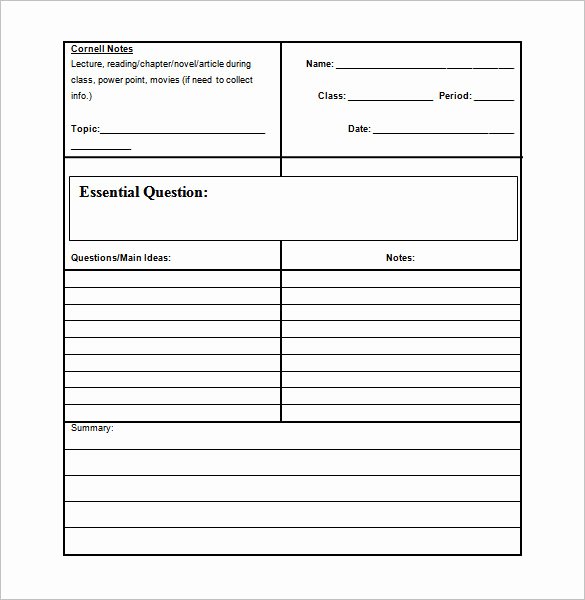 Cornell Note Template Word Beautiful Cornell Notes Template 51 Free Word Pdf format