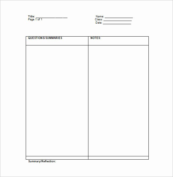 Cornell Note Template Word Best Of Cornell Notes Template 51 Free Word Pdf format
