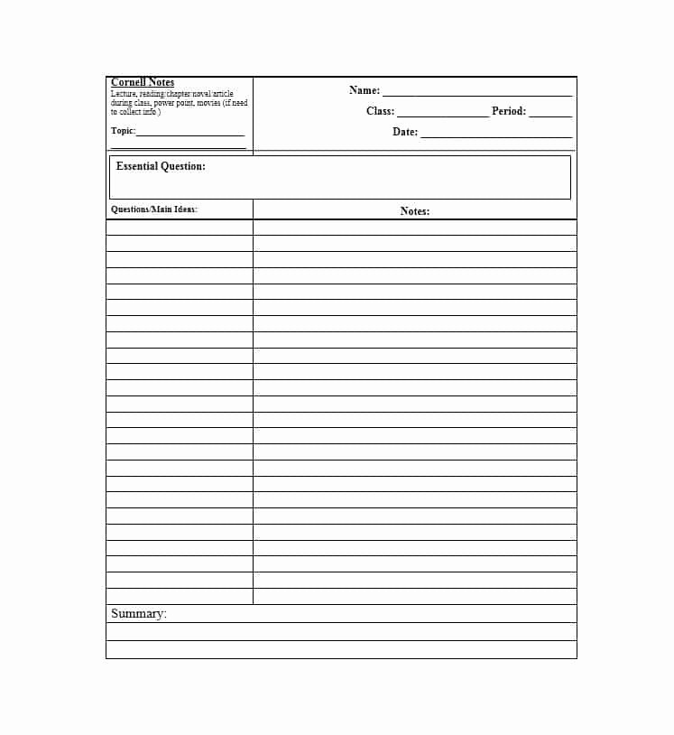 Cornell Note Template Word Fresh 36 Cornell Notes Templates &amp; Examples [word Pdf]