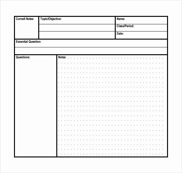 Cornell Note Template Word Luxury 16 Sample Editable Cornell Note Templates to Download