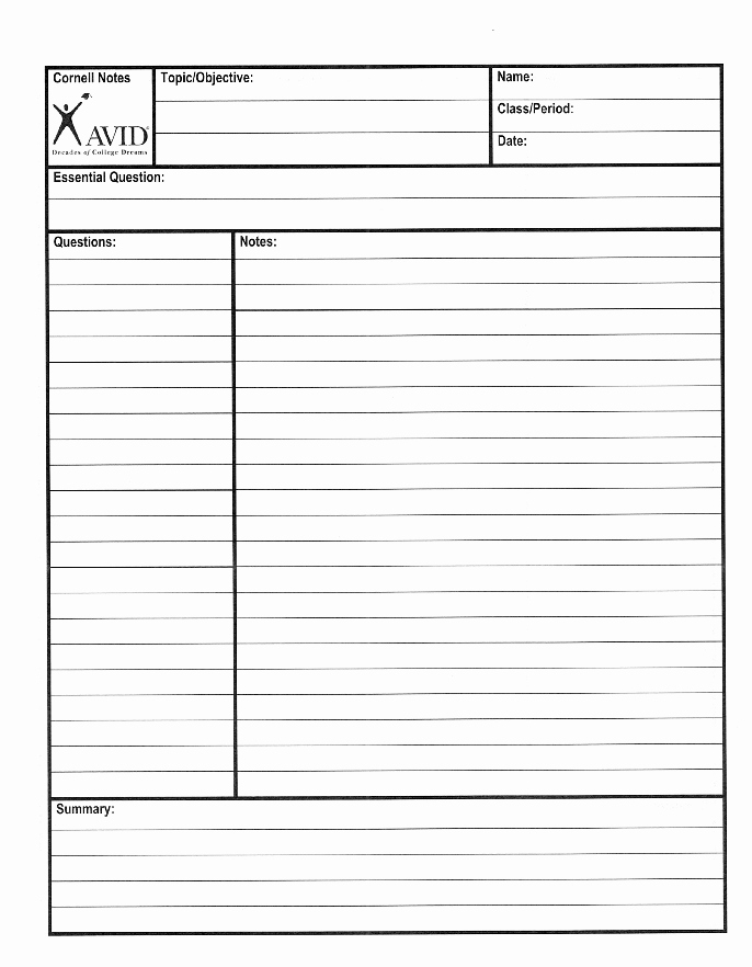 Cornell Note Template Word New 7 Best Of Cornell Notes Template Printable