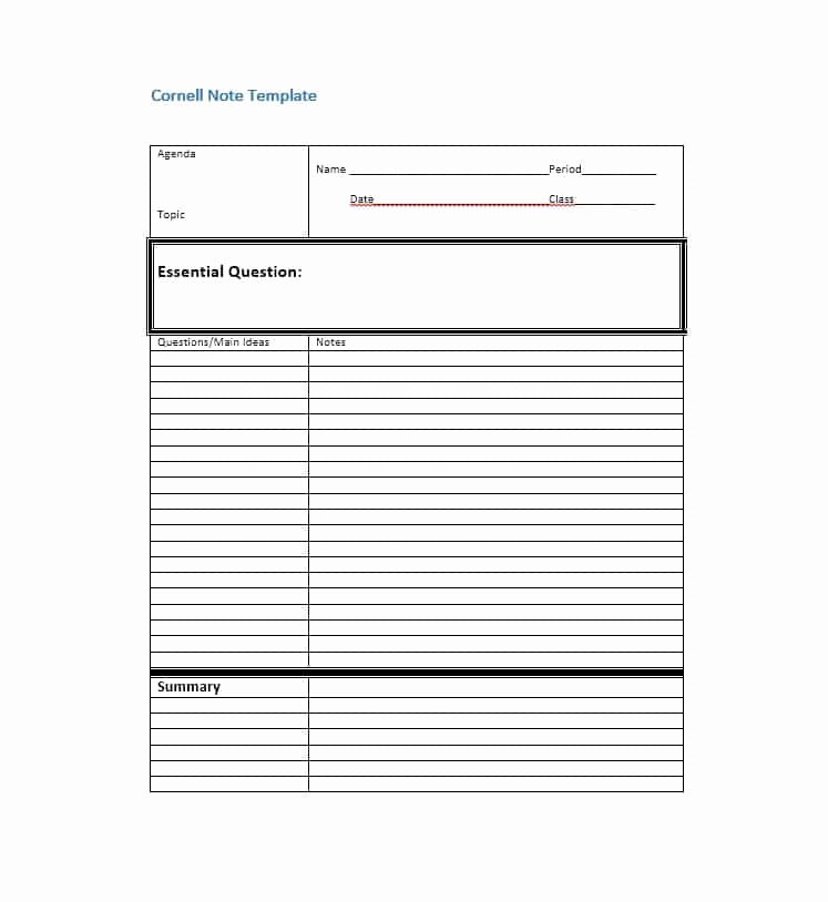 Cornell Notes Template Download Elegant 36 Cornell Notes Templates &amp; Examples [word Pdf]