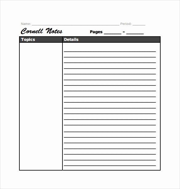 Cornell Notes Template Download Inspirational 16 Sample Editable Cornell Note Templates to Download