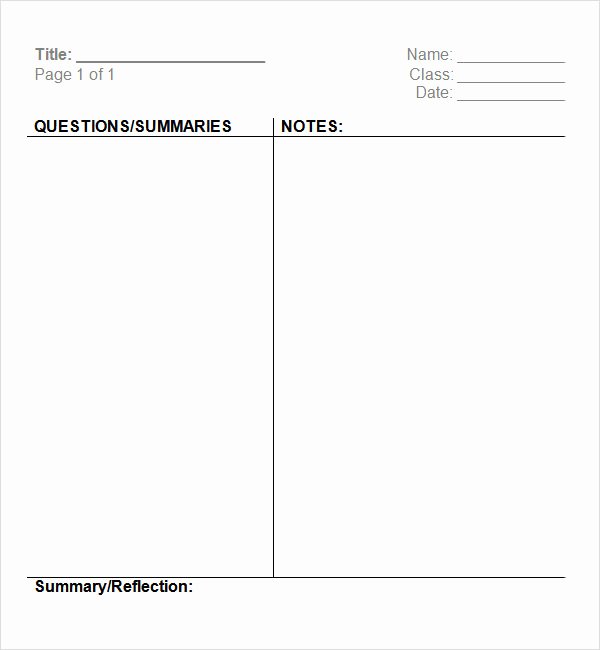 Cornell Notes Template Download Lovely 16 Sample Editable Cornell Note Templates to Download