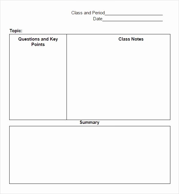 Cornell Notes Template Download New Cornell Note Template 9 Free Pdf Doc Download