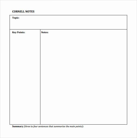 Cornell Notes Template Pdf Unique Sample Cornell Notes Paper Template 7 Free Documents In