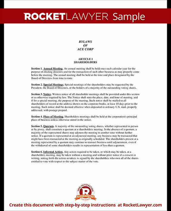 Corporate bylaws Template Free Beautiful Corporate bylaws Template with Sample