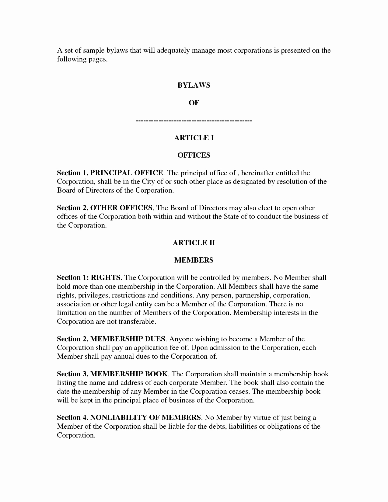 Corporate bylaws Template Word Elegant Best S Of bylaws for Corporation Template Divorce
