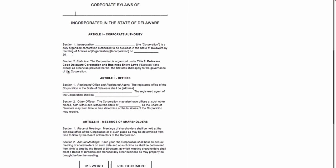 Corporate bylaws Template Word Unique Free Delaware Corporate bylaws Template Pdf