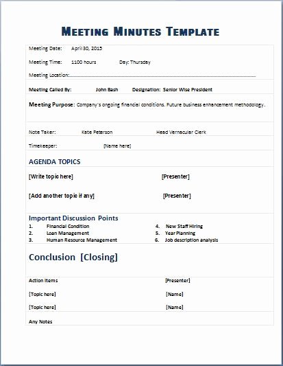Corporate Minutes Template Pdf Beautiful formal Meeting Minutes Template