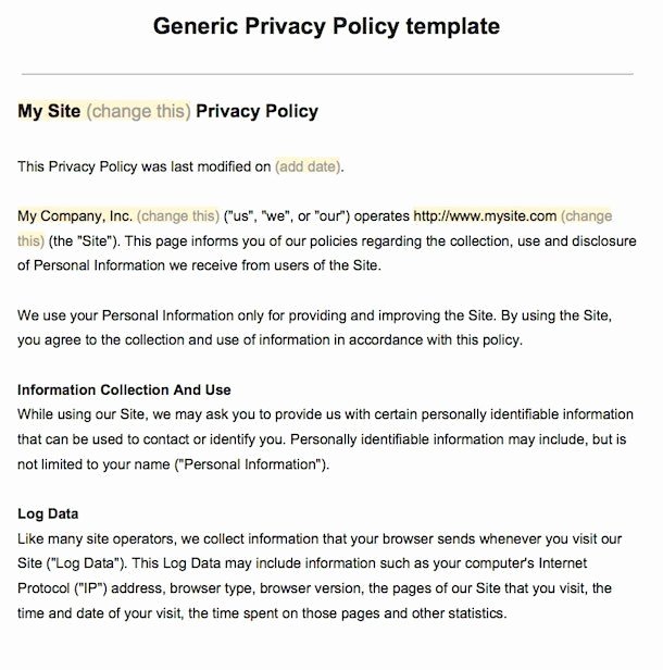 Corporate Security Policy Template Luxury Sample Privacy Policy Template Termsfeed