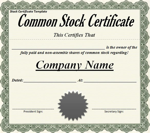 Corporate Stock Certificate Template Awesome Mon Stock Certificate Template Templates Resume