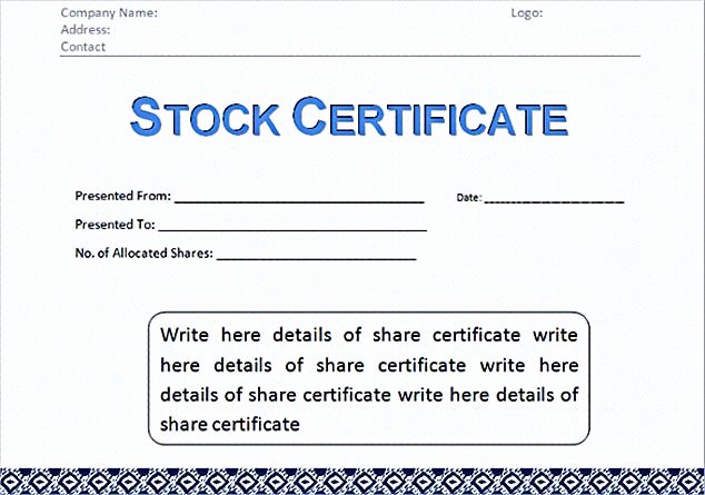 Corporate Stock Certificate Template Unique Stock Certificate Template Free In Word and Pdf