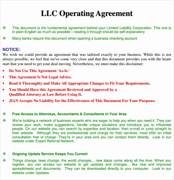 Corporation Operating Agreement Template Awesome 10 Sample Operating Agreements – Pdf Word