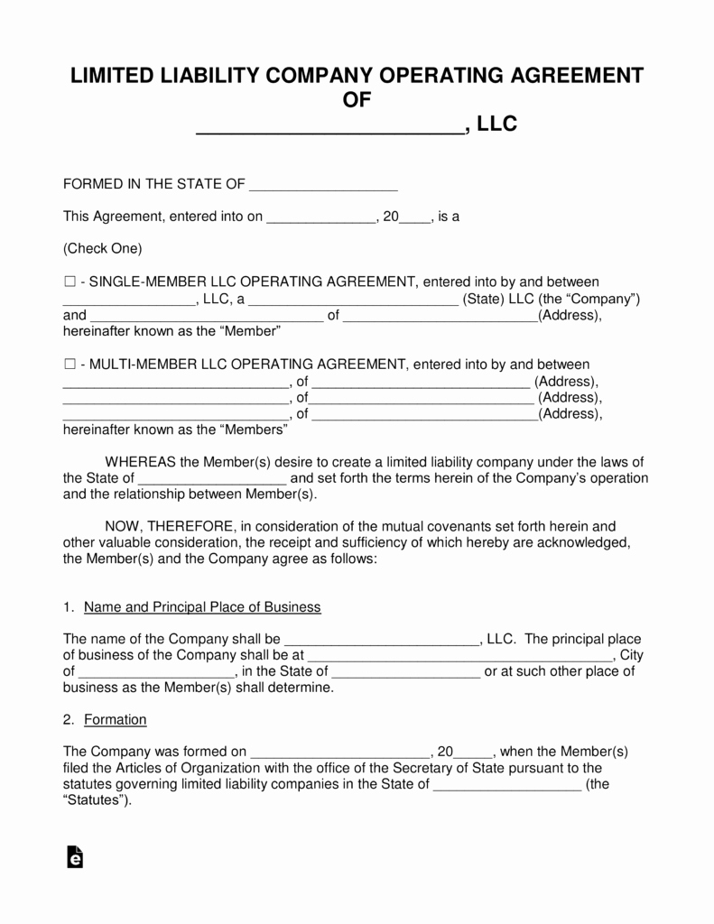 Corporation Operating Agreement Template New Free Llc Operating Agreement Templates Pdf