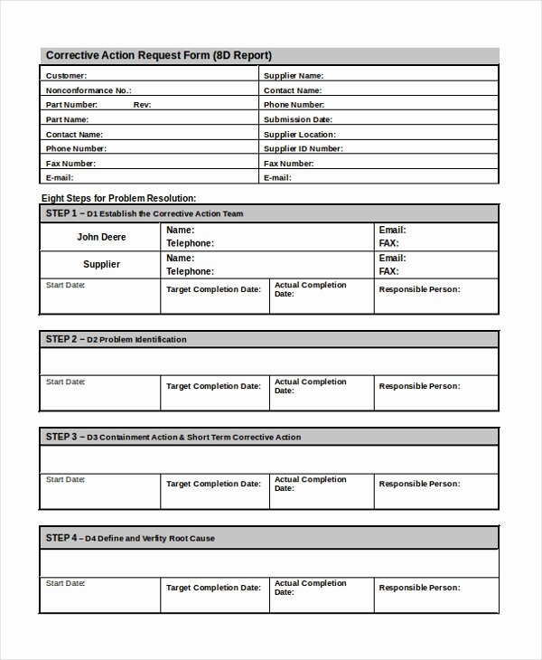 Corrective Action form Template New 11 Sample Action Request forms Free Sample Example format