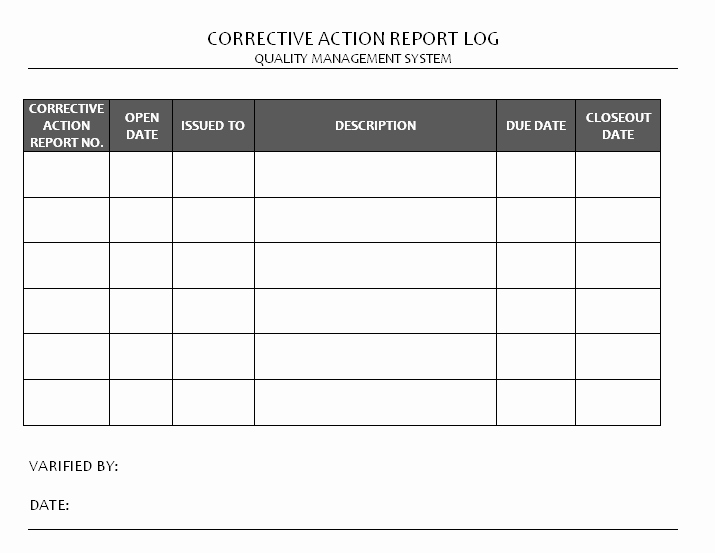 Corrective Action Report Template Fresh Corrective Action Report Log format Excel Pdf
