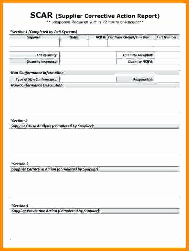 Corrective Action Report Template Lovely Corrective Action Report Supplier Template In and