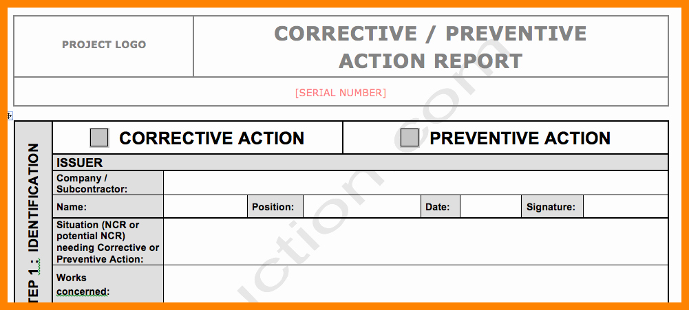 Corrective Action Report Template Luxury 9 Corrective Action Report Template